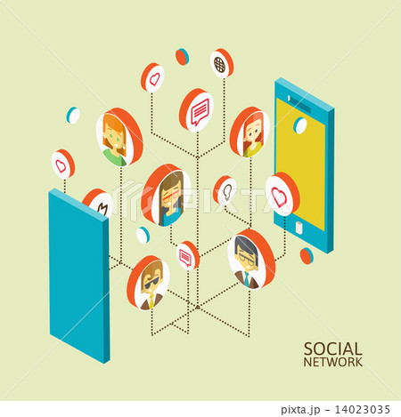 Conceptual image with social networks. Flat isometry 14023035