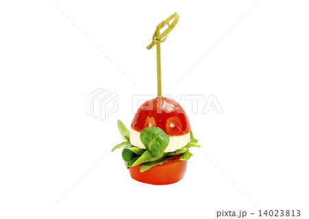 canaps with edible flowers meat cheese and seafood 14023813