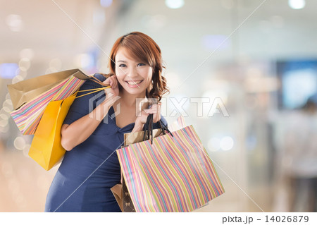 Cheerful shopping woman 14026879