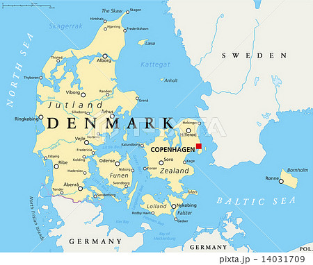 Denmark On World Political Map Denmark Political Map - Stock Illustration [14031709] - Pixta