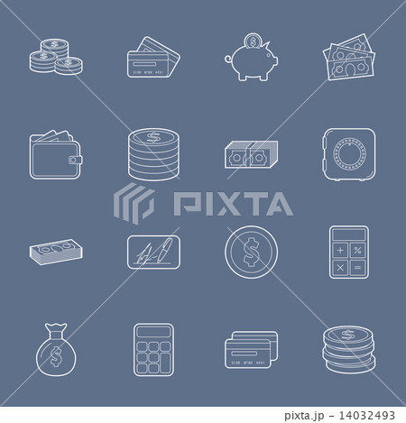 Money and financial thin lines icons set Money and financial thin lines icons set 14032493