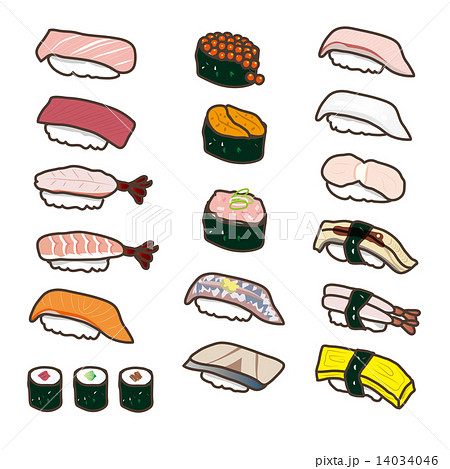 色々な種類の寿司のイラスト素材