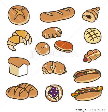 色々な種類のパンのイラスト素材 14034047 Pixta