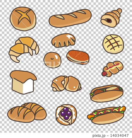色々な種類のパンのイラスト素材