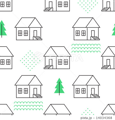 Seamless pattern with country houses. 14034368