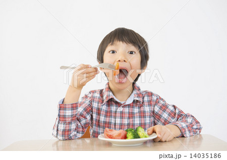 野菜を食べる男の子 14035186