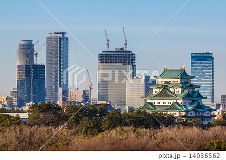 名古屋城と建設中高層ビル 名古屋城と建設中高層ビル 14036562