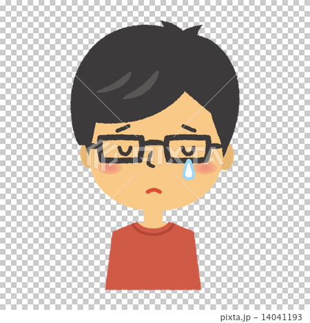 眼鏡 黒髪 泣く のイラスト素材