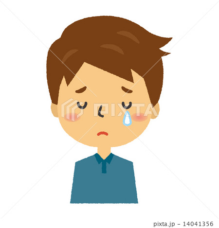 悲しい 泣く 茶髪 大学生のイラスト素材