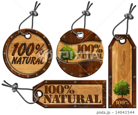 100% Natural - Wooden Tags - 4 items 14041544