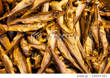 Dried fish on sale in wet market Dried fish on sale in wet market 14042161