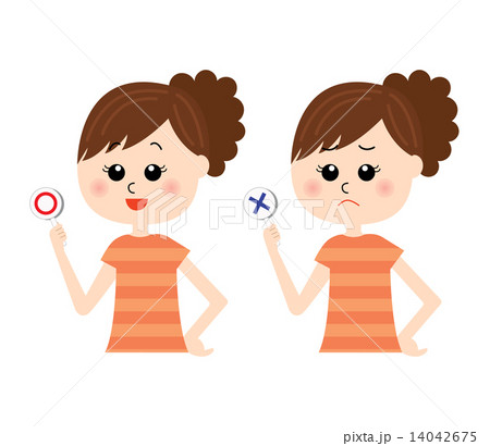 マルバツサインをあげる若い女性 マルバツサインをあげる若い女性 14042675