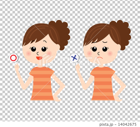 マルバツサインをあげる若い女性 マルバツサインをあげる若い女性 14042675
