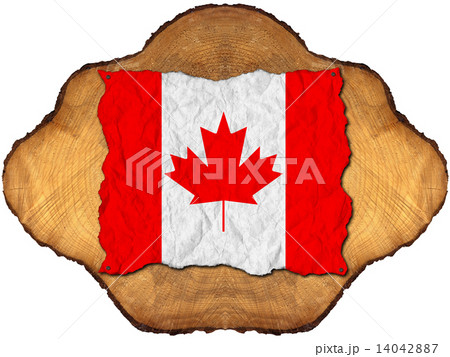 Canadian Flag on Section of Tree Trunk Canadian Flag on Section of Tree Trunk 14042887