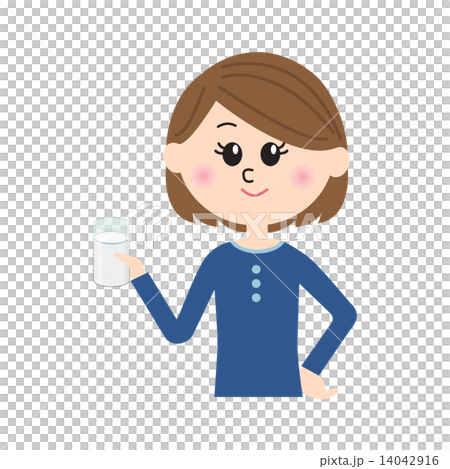 拿著一塊玻璃用牛奶的婦女 14042916