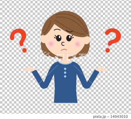 肩をすくめる若い女性とクエスチョンマーク 14043010