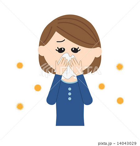 アレルギーに苦しむ若い女性　鼻水 14043029