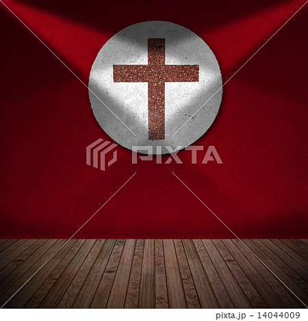 Marble Cross in Red Room - Religious Background Marble Cross in Red Room - Religious Background 14044009