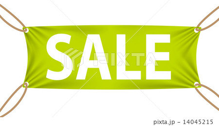 Textile banners with Sale Text Suspended by Ropes by all Four Co Textile banners with Sale Text Suspended by Ropes by all Four Co 14045215