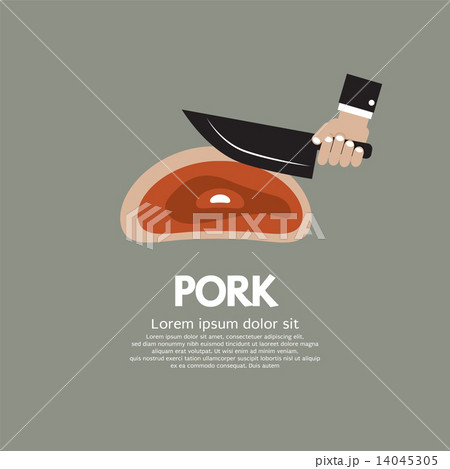 Hand Holding A Knife To Cut Pork Chop 14045305
