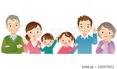 3世代家族　6人　上半身 14047821