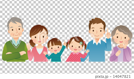 3世代家族　6人　上半身 14047821