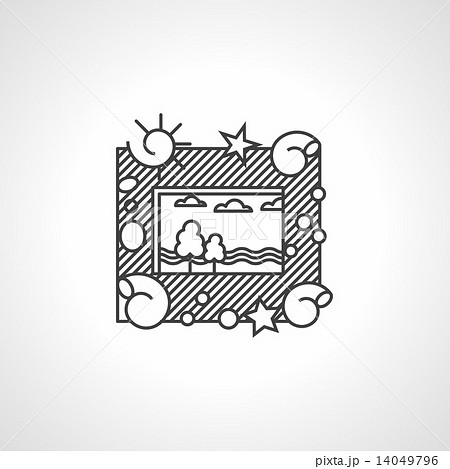 Black line vector icon for picture frame Black line vector icon for picture frame 14049796