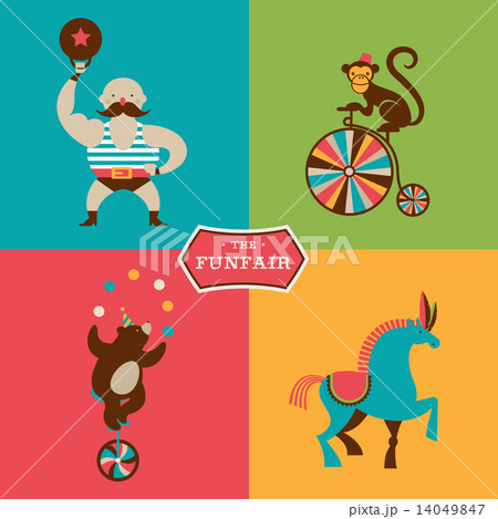 vintage poster with carnival, fun fair, circus vector background  14049847