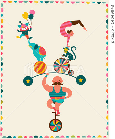 vintage poster with carnival, fun fair, circus vector background  14049943