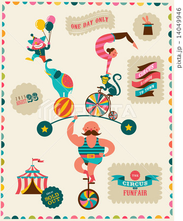 Vintage Poster With Carnival Fun Fair Circus のイラスト素材