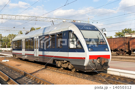 Modern railbus in Kremenchug, Ukraine Modern railbus in Kremenchug, Ukraine 14050312