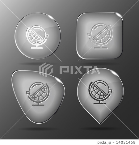 Globe and loupe. Glass buttons. Vector illustration. 14051459
