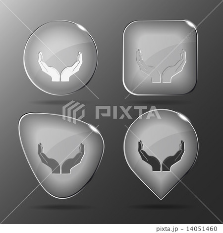 Human hands. Glass buttons. Vector illustration. Human hands. Glass buttons. Vector illustration. 14051460