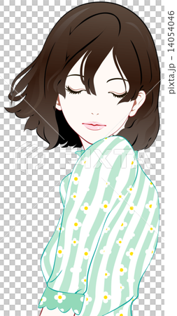 女性　春服　目を閉じる 14054046