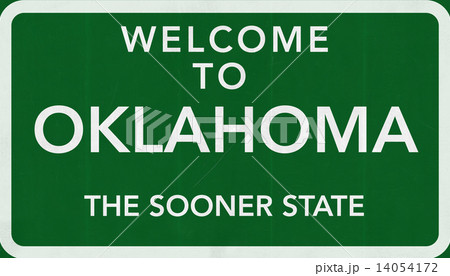 Oklahoma USA State Welcome to Highway Road Sign Illustration 14054172