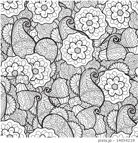 Vector black and white ornamental floral background. Pattern for your design wallpapers 14054219