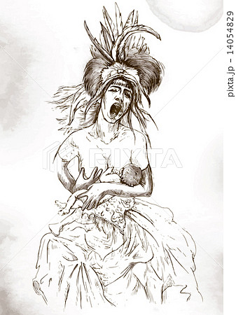 Madonna And Child Hand Drawn Vectorのイラスト素材 14054829 Pixta