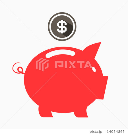 Money Vector Red Pig Bank with Dollar Coin 14054865