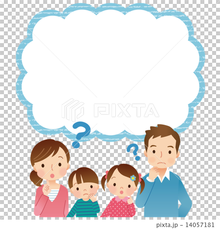 疑問　若い家族　4人　コピースペース 14057181