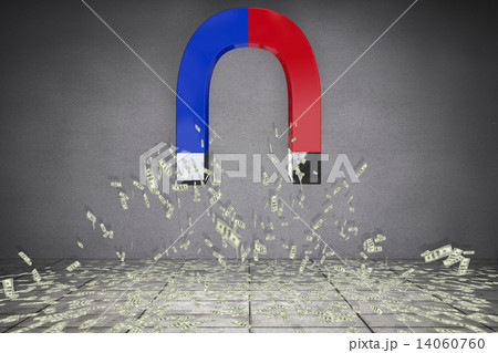 Composite image of magnet attracting dollars Composite image of magnet attracting dollars 14060760