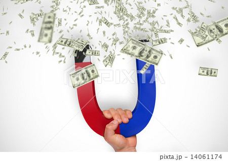 Composite image of magnet attracting dollars Composite image of magnet attracting dollars 14061174