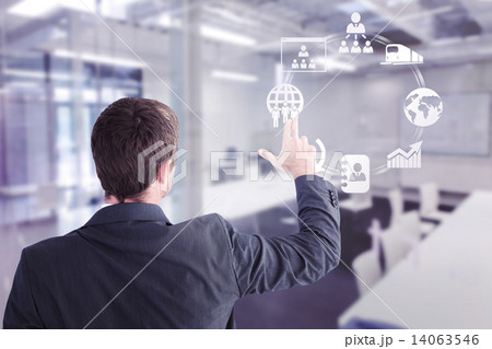 Composite image of businessman pointing with his fingers Composite image of businessman pointing with his fingers 14063546