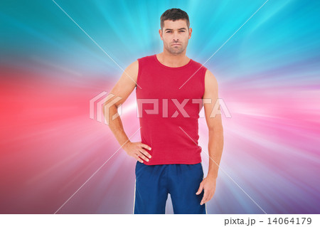 Composite image of fit man looking at camera Composite image of fit man looking at camera 14064179