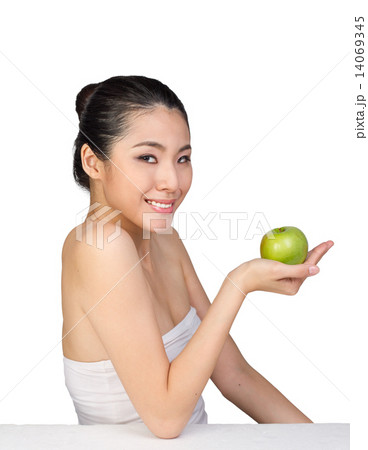 Asian Beauty with Apple Asian Beauty with Apple 14069345
