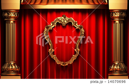 red curtains, gold columns and frames red curtains, gold columns and frames 14070696