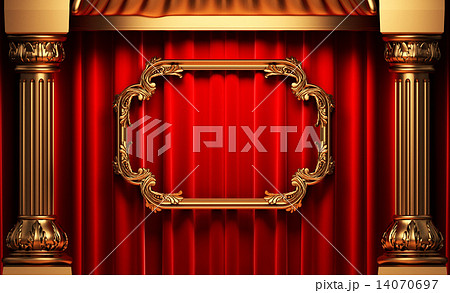 red curtains, gold columns and frames red curtains, gold columns and frames 14070697