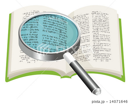 開いた本に虫眼鏡01 14071646