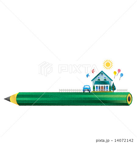 鉛筆 えんぴつ 家のイラスト素材