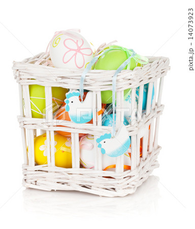 Colorful easter eggs basket Colorful easter eggs basket 14073923