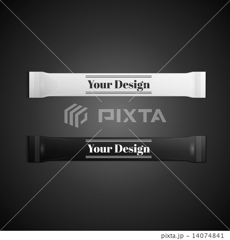 Blank white plastic sachet for medicine, condoms, drugs, coffee, sugar, salt, spices 14074841